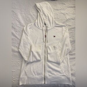 Tommy Hilfiger Women's White Full Zip Up Hoodie